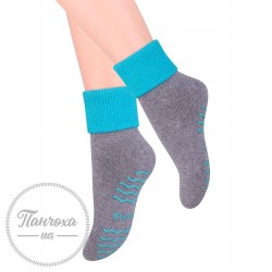 Шкарпетки дитячі STEVEN 155 ABS р.23-25 темно-сірий/бірюзовий